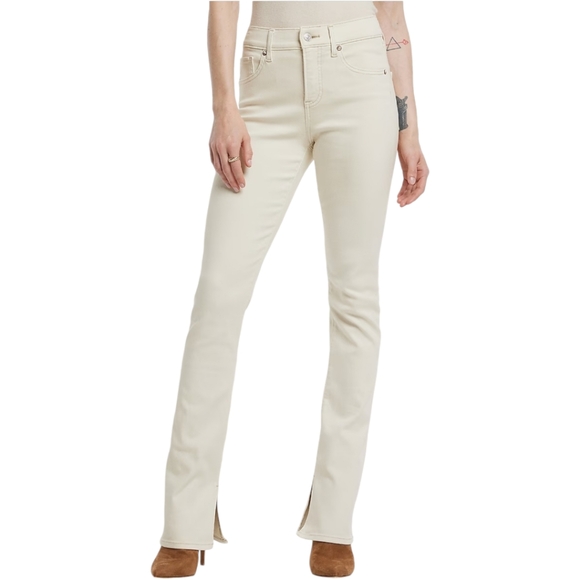 Express Skyscraper Mid Rise Jeans Womens Size 16 Long Off White Stretch Denim - Picture 1 of 10